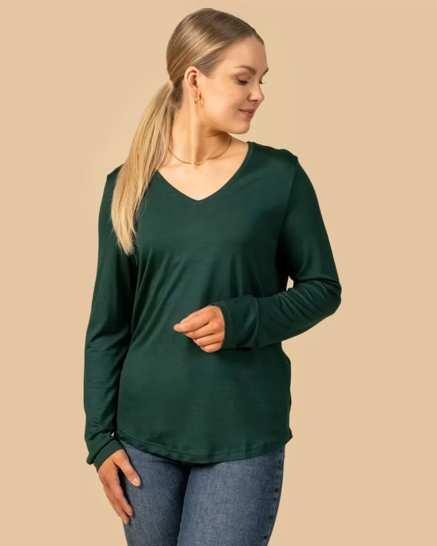 Riva Aava Pitkahihainen, Tummanvihrea>Riva Clothing Best Sale
