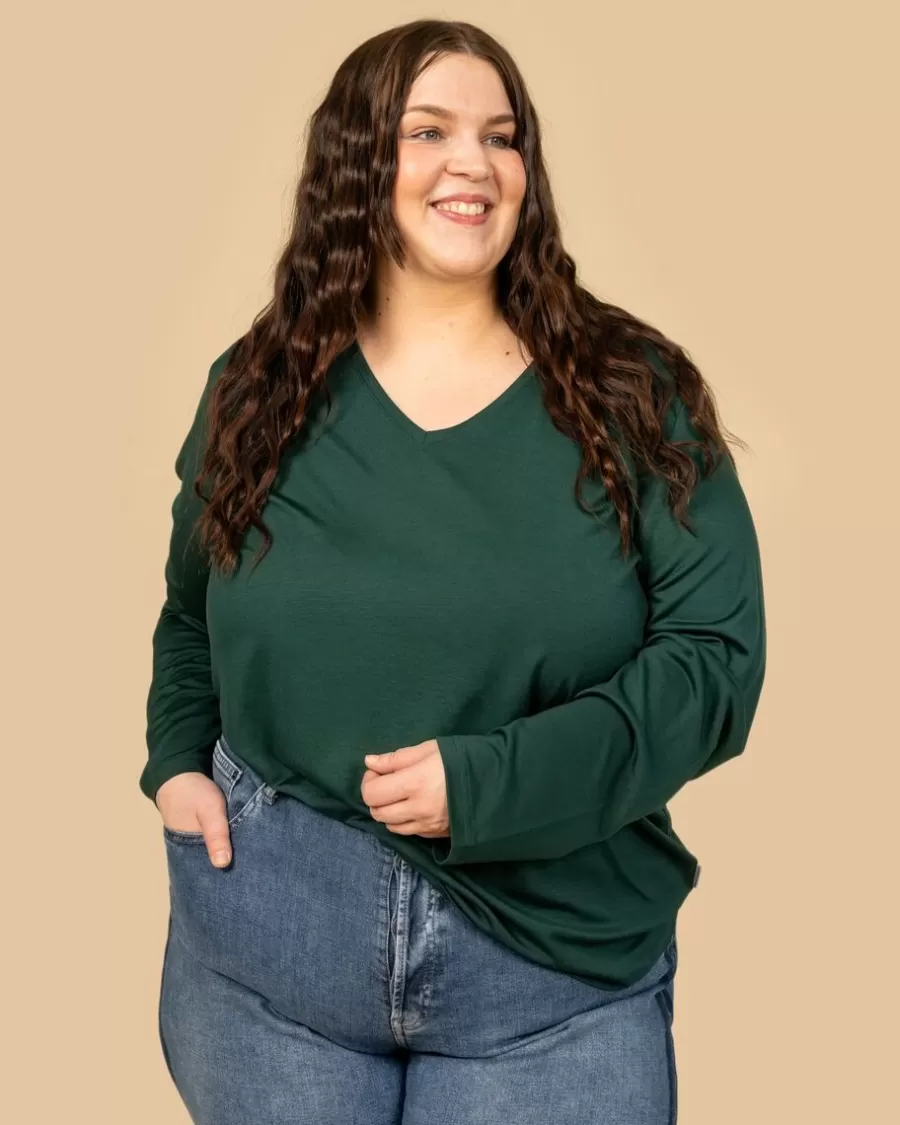 Riva Aava Pitkahihainen, Tummanvihrea>Riva Clothing Best Sale
