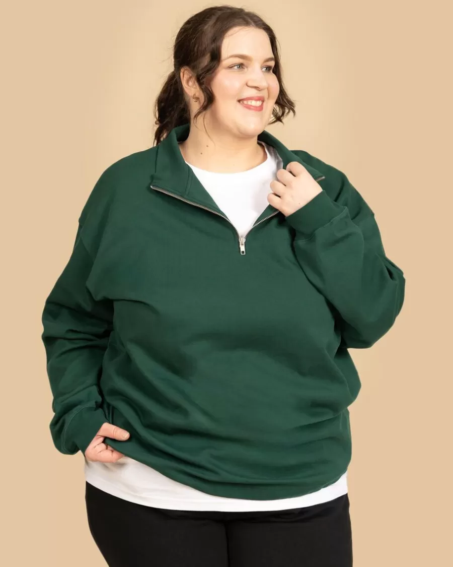Riva Half Zip Paita, Tummanvihrea>Riva Clothing Cheap