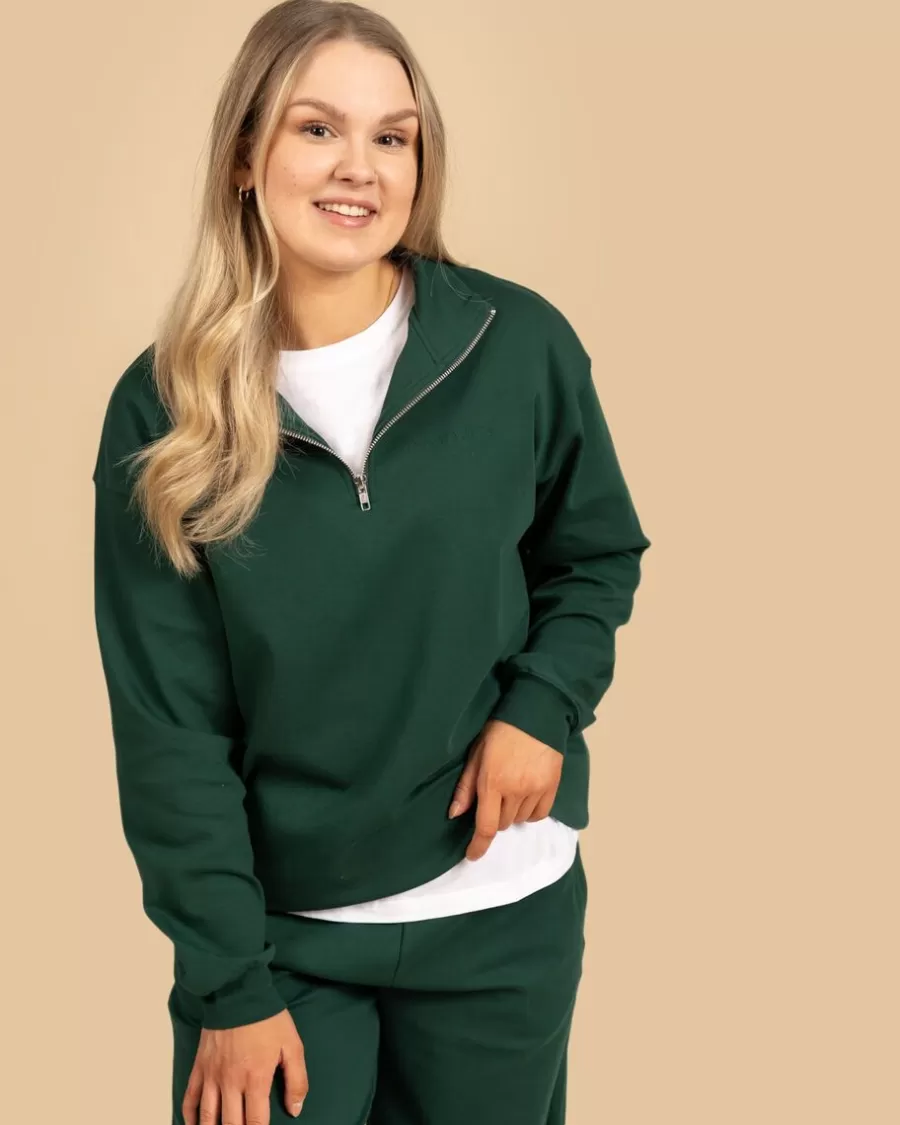 Riva Half Zip Paita, Tummanvihrea>Riva Clothing Cheap