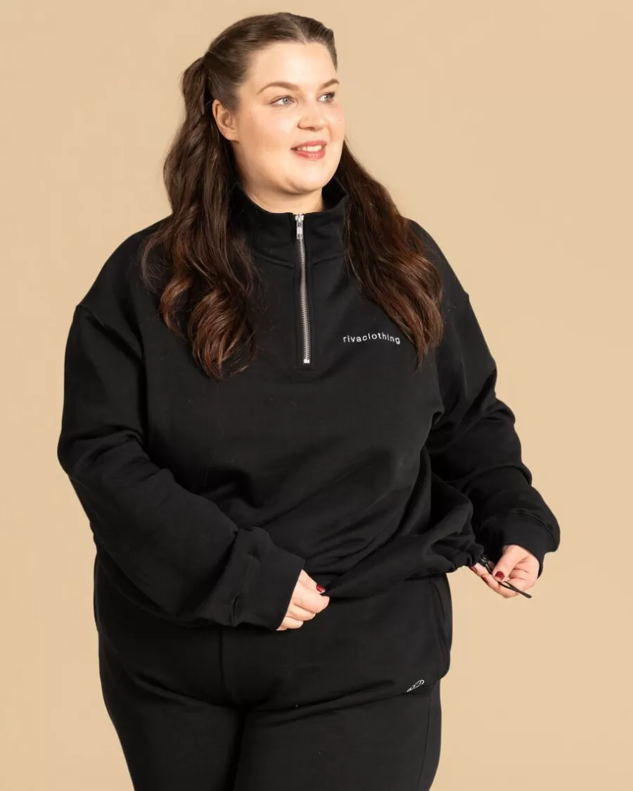 Riva Half-Zip Collegepaita, Musta>Riva Clothing Hot