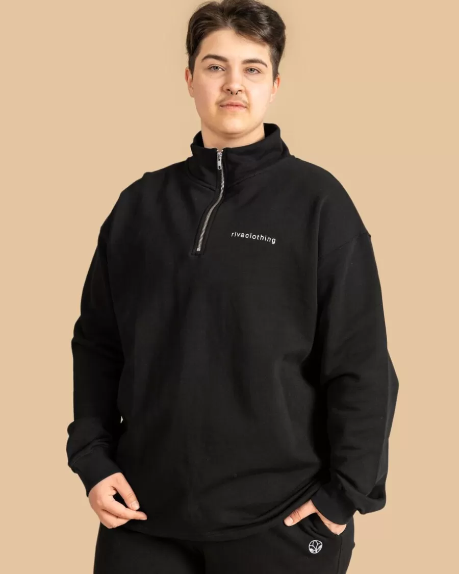Riva Half-Zip Collegepaita, Musta>Riva Clothing Hot