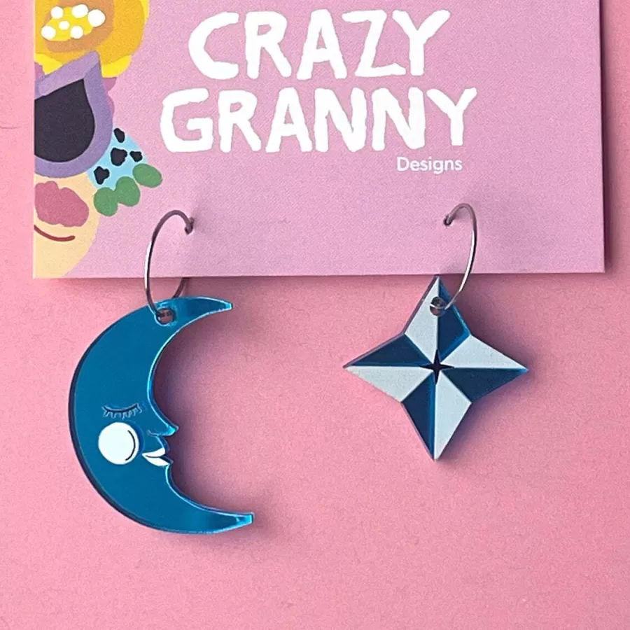 Star Moon Korvakorut, Sininen>Crazy Granny Designs Cheap